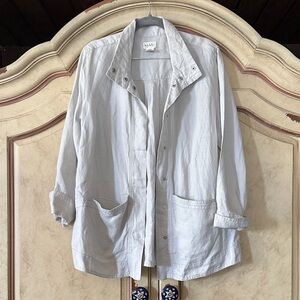 Nicole Miller Light Gray Linen Blend Jacket with Snap Front